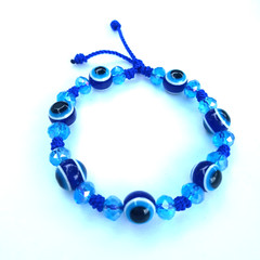 Protection Bracelets 7 Blue evil eye with blue crystal