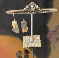 UNIQUE MODERN SIGNED by ARTIST STERLING SILVER RUTILATED QUARTZ EARRINGS 2022