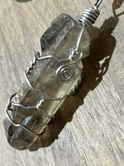 Smoky Quartz Crystal Wire Wrap Necklace, Unique Large Smoky Quartz
