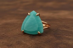 Amazonite Ring Anemone Jewelry 14k Rose Gold Filled Trillion Cut Gemstone