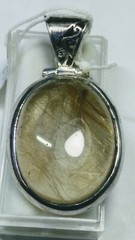 UNTREATED NATURAL RUTILATED QUARTZ IN STERLING SILVER DESIGNER PENDANT!