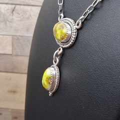 Southwestern Palomino Turquoise Y Drop Lariat Necklace 14-20in Sterling Silver