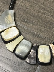 Handcrafted Genuine Buffalo Horn Bib Necklace Statement Jewelry