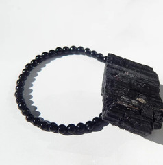 Natural Black Tourmaline 4MM Beads Gemstone Protection Handmade Stretch Bracelet