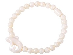 6MM HAWAIIAN REEF SHARK WATER BUFFALO BONE ROUND BALL BEAD STRETCH BRACELET