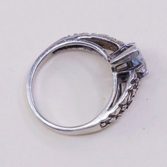sz 6, VTG Karana Sterling silver statement engagement ring w/ blue topaz