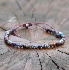 Galaxy Sea Sediment Jasper Round Beads Energy Crystal Dainty Handmade Bracelet