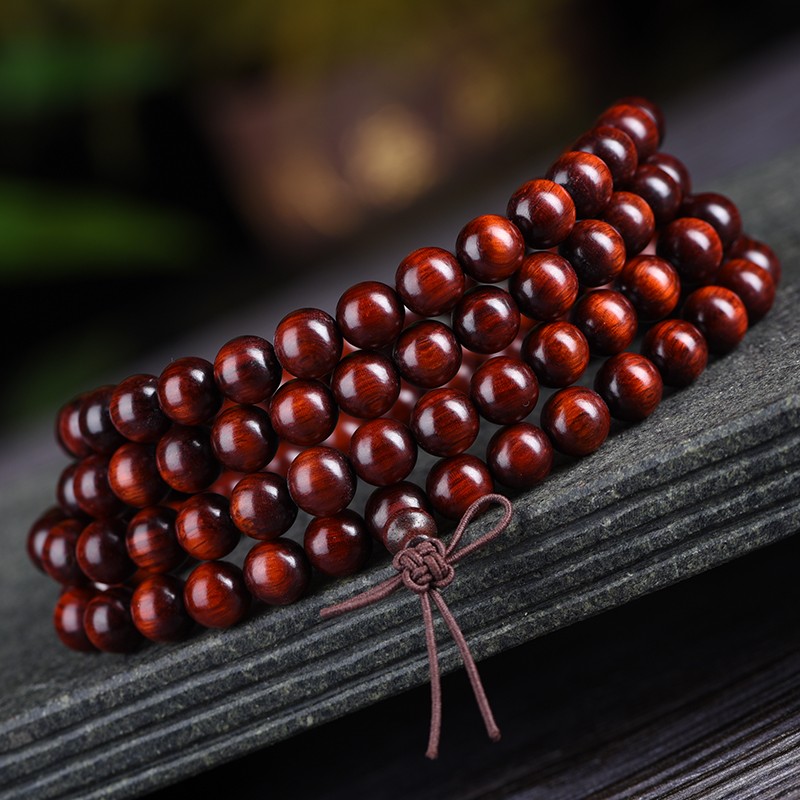108 Mala Beads Chinese Rosewood 6/8mm Meditation Bracelet and Yoga Mala