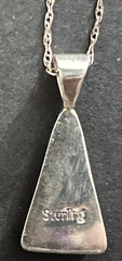 Vintage Sterling Silver Inlaid Spiny Oyster Coral Turquoise Pendant Necklace