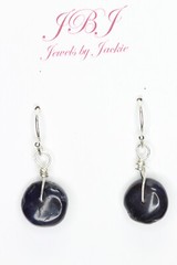 Iolite Dark Blue Roundel 8mm x 10mm Gemstone Earrings 925 Sterling Silver 1″