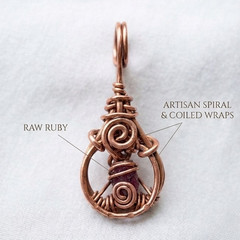 Handcrafted Wire Wrapped Raw Ruby Pendant, Can’t Say that 3× Fast