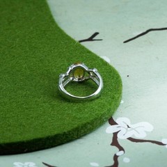 Size 5, Sterling silver ring, stackable 925 band with oval citrine and crystal