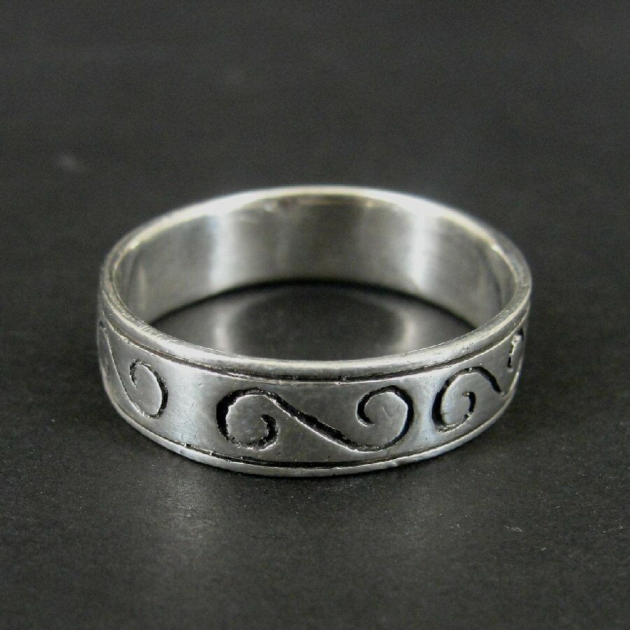 Ring Silver Swirl Curved Design Band Sterling 925 Size 10.25 Ring Band 10 1/4