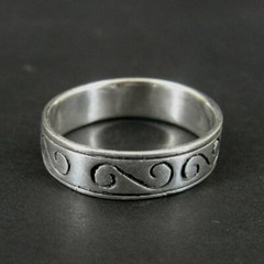 Ring Silver Swirl Curved Design Band Sterling 925 Size 10.25 Ring Band 10 1/4