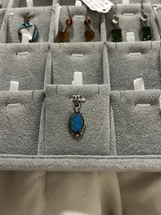 Stunning Native Style Turquoise Pendant Stamped .925 Southwest Boho Chic