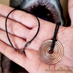 Pure Copper Handmade Spiral Viking Pendant – Artisan Unique Jewelry