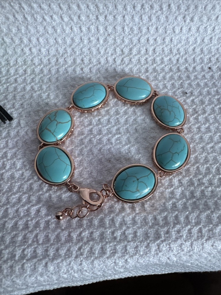 The Danbury Mint Health & Happiness Copper & Turquoise Bracelet New