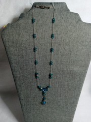 Handmade Beaded Necklace Dainty Turquoise Beads 9 Inches With Rhodel Spacers
