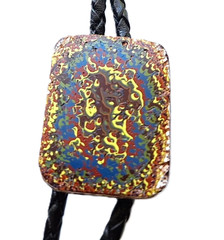 1950-1960 Fordite Detroit Agate Bolo Bola Tie on Genuine Leather Bolo Cord FB91