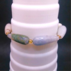 Natural Multi-Color Agate Bracelet Stretch Cylinder Beads Artisan Made Earthy