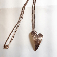 Necklace, Copper Heart Pendant, 16-19”, NEW Artisan, Handmade