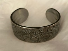 Salisbury Pewter Cuff Bracelet Wide Cuff January Flower of the Month 1 Inch NWOT