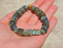 Labradorite Stretch Bracelet Stone of Magic Size 7.25 in High Quality Gemstone