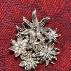 VTG 3″ Sterling Silver 925 Puffy Hibiscus Flower Statement PENDANT BROOCH Israel