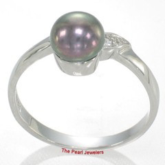 Black Cultured Pearl w/ C.Z. Solitaires w/ Accents Ring, Sterling Silver 925 TPJ