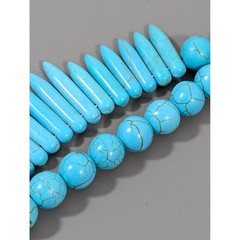 Heavy Faux Turquoise Fringe Necklace 23″ Western Boho Statement
