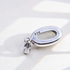 Vintage Sterling 925 silver handmade pendant with oval Chalcedony