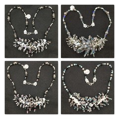 Spikey Spiney Caterpillar Necklaces Silver-tone Glass Preciosa Crystals Quartz