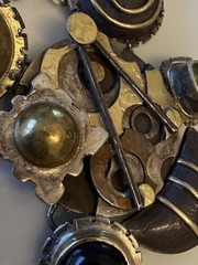 👉 Handmade Steampunk Necklace Gold Silver Copper Agate Peridot OOAK