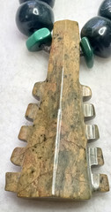 Aztec serpentine stone MACUAHUITL handmade and adjustable necklace.