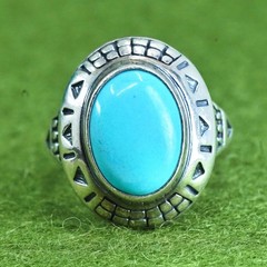 Size 8.25, sterling silver ring, Native American 925 silver ring oval turquoise