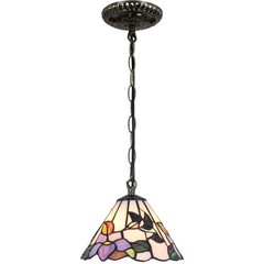 Hummingbird Flower Tiffany Style Stained Glass Ceiling Pendant Light Fixture, 8″