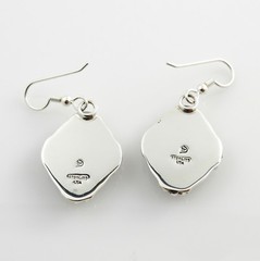 Handmade Sterling Silver Denim Lapis Oval Dangle Earrings