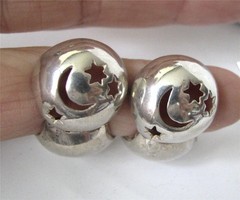 Sterling Silver Earrings Cut out Moon and Stars Celestial Hinged Dome 3/4″ 15g