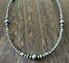Sterling Silver Native Style SW 4mm Desert Pearls Necklace & Accents 18.5-20.5”