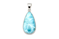 Classic Carefully Selected Sky Blue Larimar 925 Silver Teardrop Pendant 43mm