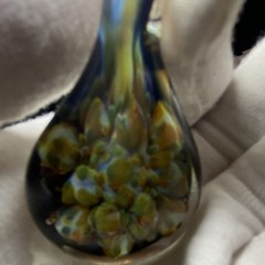 Handcrafted Art Glass Teardrop Pendant, Multicolor Unisex Adults