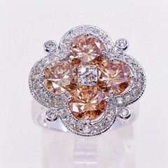 sz 8, vtg sterling 925 silver citrine flower ring, statement, cocktail ring