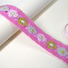 CHOKER NECKLACE Pink Vintage Lace – New & Handmade – Boho, Ombre Ribbon Ties Bow