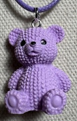 Adorable Purple Teddy Bear Pendant On Cord Necklace By 927 Designs