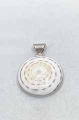 Sterling Silver 925 Shiva Eye Spiral Shell Round Pendant 2.5″