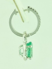 14K Solid White Gold Dangling Natural Emerald Diamond Earring Dangle 2.89 ct