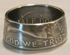* 1948 Sizes 8 – 15 Silver half dollar coin ring » In God we trust » «Liberty»