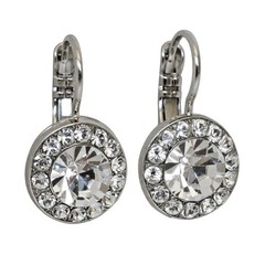 NEW! Mariana On A Clear Day Rhodium Plated Round Circle Pavé Crystal Earrings
