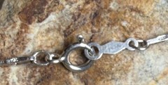 Vintage Bezeled Stone Pendant 925 Sterling Silver Omega Chain LT Thailand