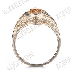 Fine Gemstone Jewelry Nice Ring Citrine Solid 14k Yellow Gold 0.21ct 4mm Round